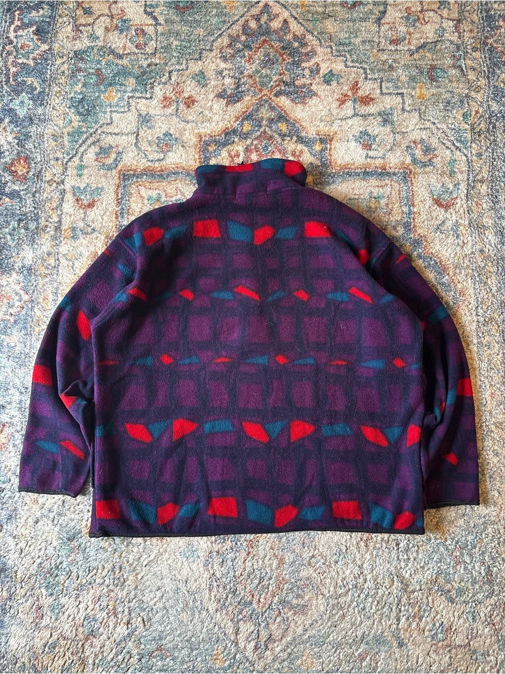 Vintage Roughdress Aztec 1/3 Zip-up Fleece Large - Picture 2 of 5